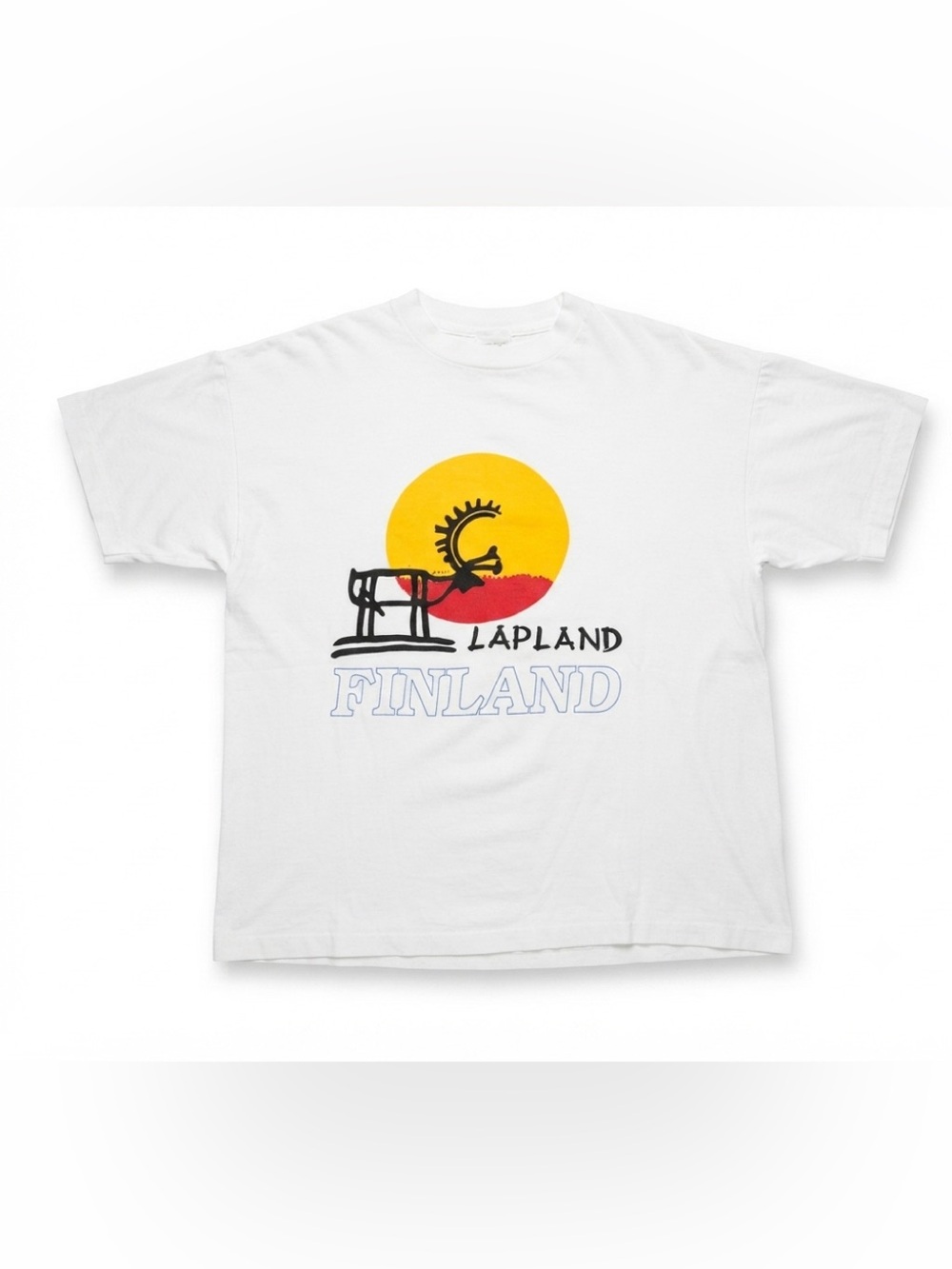 Lapland Finland Graphic T-Shirt White Crew Neck Travel Souvenir Shirt XL